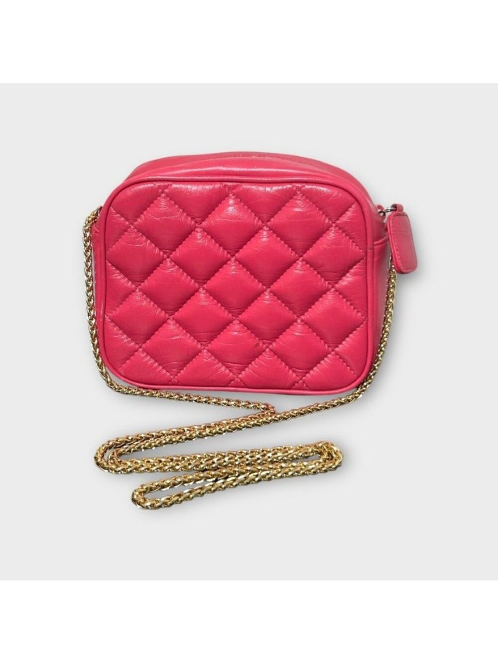 Vintage Pink Quilted Crossbody Bag Gold Chain Small Coco Classic 90s Chanel Like